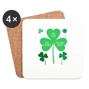 Catholique Religieux Irlandais Shamrock Chrétien - Dessous de verre (lot de 4) - blanc - Devant