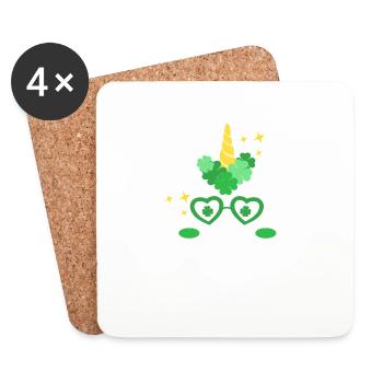 Einhorn Gesicht St. Patricks Day Irisches Klee - Untersetzer (4er-Set) - Weiß - Vorne