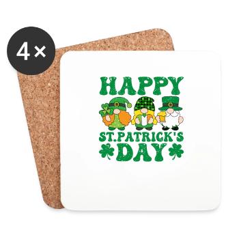 Trois Gnomes irlandais trèfle St Patrick jour chanceux - Dessous de verre (lot de 4) - blanc - Devant