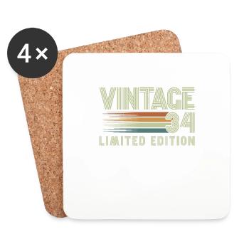Vintage 1934 Humor Retro Anniversary Gift - Coasters (set of 4) - white - Front