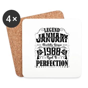 January 1988. January 1988 Birthday Gift. - Coasters (set of 4) - white - Front