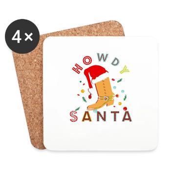 Père Noël chapeau-Howdy Père Noël - Noël - Dessous de verre (lot de 4) - blanc - Devant