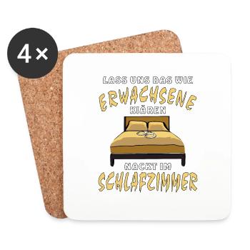 NACKT IM SCHLAFZIMMER - Untersetzer (4er-Set) - Weiß - Vorne