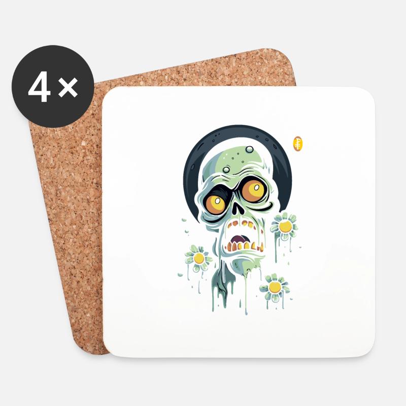 Blumen Power und ein erschrockener Schädel - Untersetzer (4er-Set) - Weiß