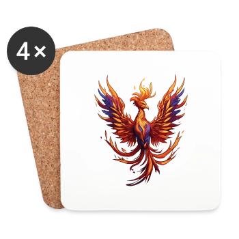 Phénix / Oiseau / Animal / Créature mythique / Feu - Dessous de verre (lot de 4) - blanc - Devant
