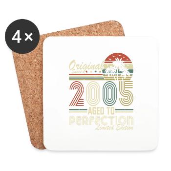 Vintage rétro 18e anniversaire 2005 - Dessous de verre (lot de 4) - blanc - Devant