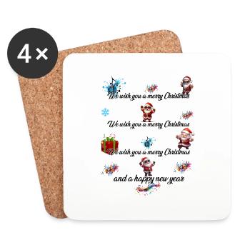 Frohe Weihnachten - Untersetzer (4er-Set) - Weiß - Vorne