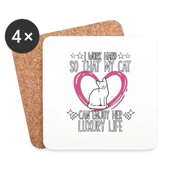 Chaton motif chats accessoires propriétaire de - Dessous de verre (lot de 4) - blanc - Devant