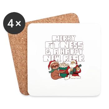 Merry Fitness And A Happy New Rear Gym Christmas - Coasters (set of 4) - white - Front