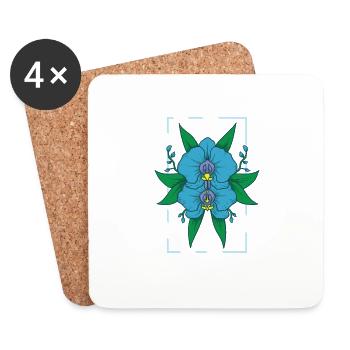 flower, plant, orchid, flower, plant - Coasters (set of 4) - white - Front
