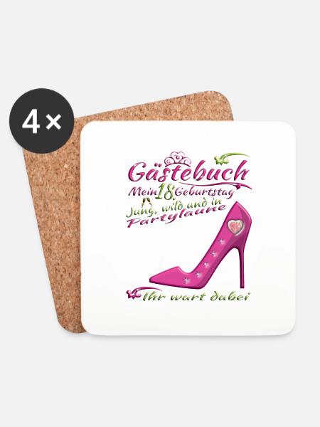 18. Geburtstag Mädchen & Junge Gästebuch - Untersetzer (4er-Set) - Weiß