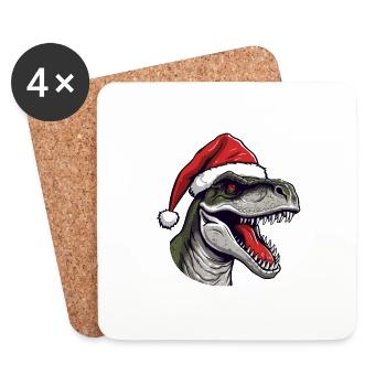 Dinosaurier Weihnachten Tier Kopf - Untersetzer (4er-Set) - Weiß - Vorne