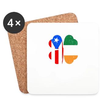 Irische Puerto Ricanische Flagge Irland Kleeblatt - Untersetzer (4er-Set) - Weiß - Vorne