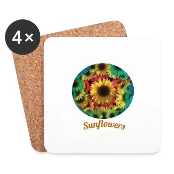 Tournesols inspirés de la nature - Dessous de verre (lot de 4) - blanc - Devant