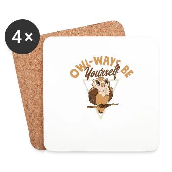 Owl-ways Be Yourself Night Owls Nocturnal Bird - Untersetzer (4er-Set) - Weiß - Vorne