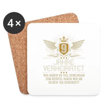 Wir haben viel gemeinsam 9.Hochzeitstag - Untersetzer (4er-Set) - Weiß - Vorne