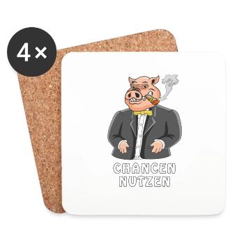 SCHWEIN CHANCEN NUTZEN - Untersetzer (4er-Set) - Weiß - Vorne