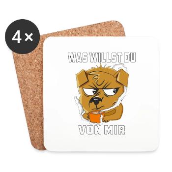 WAS WILLST DU VON MIR - Untersetzer (4er-Set) - Weiß - Vorne
