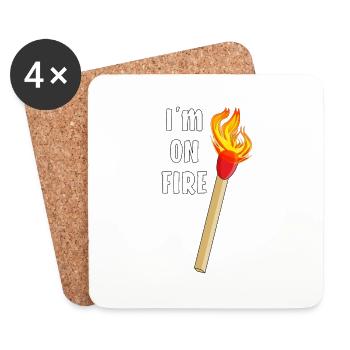 MATCH I'M ON FIRE - Coasters (set of 4) - white - Front