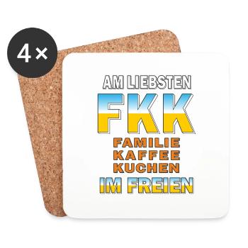 FKK FAMILIE KAFFEE KUCHEN IM FREIEN - Untersetzer (4er-Set) - Weiß - Vorne