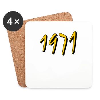 DATE OF BIRTH YEAR 1971 - Coasters (set of 4) - white - Front