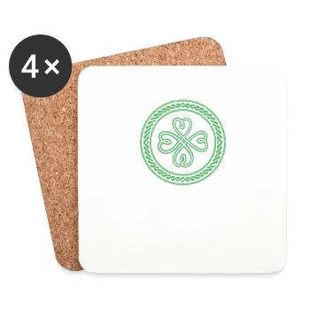 Bénédiction irlandaise noeud celtique 4 feuilles trèfle - Dessous de verre (lot de 4) - blanc - Devant