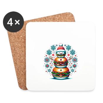 Burgermas Hamburger Schneemann Weihnachtsgeschenk Burger - Untersetzer (4er-Set) - Weiß - Vorne