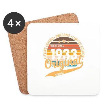 90. Geburtstag Vintage Retro 1933 - Untersetzer (4er-Set) - Weiß - Vorne