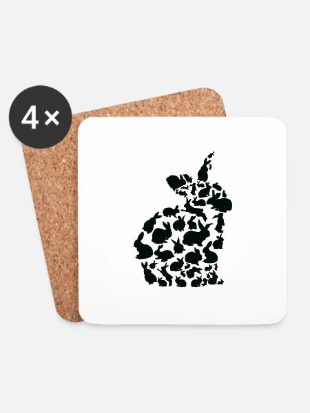 Kaninchen Haustier Tier Kaninchen Kaninchen Hase - Untersetzer (4er-Set) - Weiß