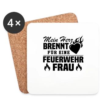 Mein Herz brennt für eine Feuerwehrfrau - Untersetzer (4er-Set) - Weiß - Vorne