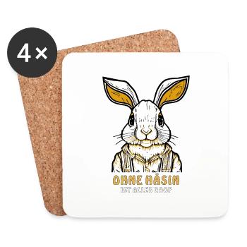 HASE OHNE HÄSIN ALLES DOOF - Untersetzer (4er-Set) - Weiß - Vorne