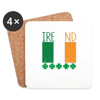 Patriotic Irish Flag Ireland Shamrock - Coasters (set of 4) - white - Front