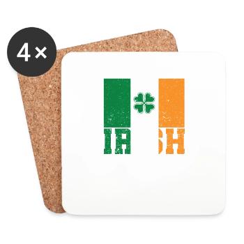 Patriotic Irish Flag Ireland Shamrock - Coasters (set of 4) - white - Front
