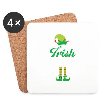 L’elfe irlandais patrimoine elfes trèfle Noël Irlan - Dessous de verre (lot de 4) - blanc - Devant