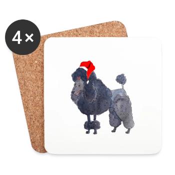 Pudel Weihnachten - Untersetzer (4er-Set) - Weiß - Vorne