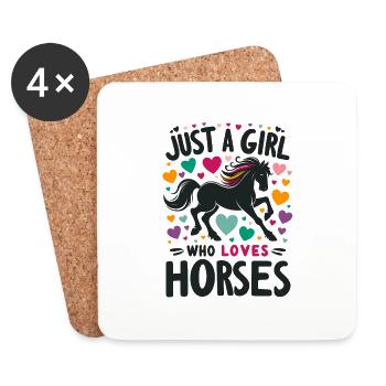 Cadeau d’amant de cheval juste une fille qui aime les chevaux - Dessous de verre (lot de 4) - blanc - Devant