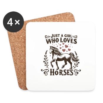 Cadeau d’amant de cheval juste une fille qui aime les chevaux - Dessous de verre (lot de 4) - blanc - Devant
