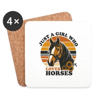 Cadeau d’amant de cheval juste une fille qui aime les chevaux - Dessous de verre (lot de 4) - blanc - Devant