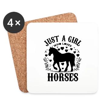Cadeau d’amant de cheval juste une fille qui aime les chevaux - Dessous de verre (lot de 4) - blanc - Devant