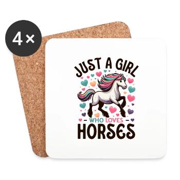 Cadeau d’amant de cheval juste une fille qui aime les chevaux - Dessous de verre (lot de 4) - blanc - Devant
