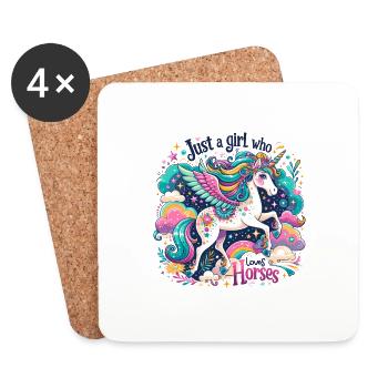 Cadeau d’amant de cheval juste une fille qui aime les chevaux - Dessous de verre (lot de 4) - blanc - Devant