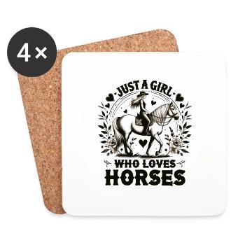Cadeau d’amant de cheval juste une fille qui aime les chevaux - Dessous de verre (lot de 4) - blanc - Devant