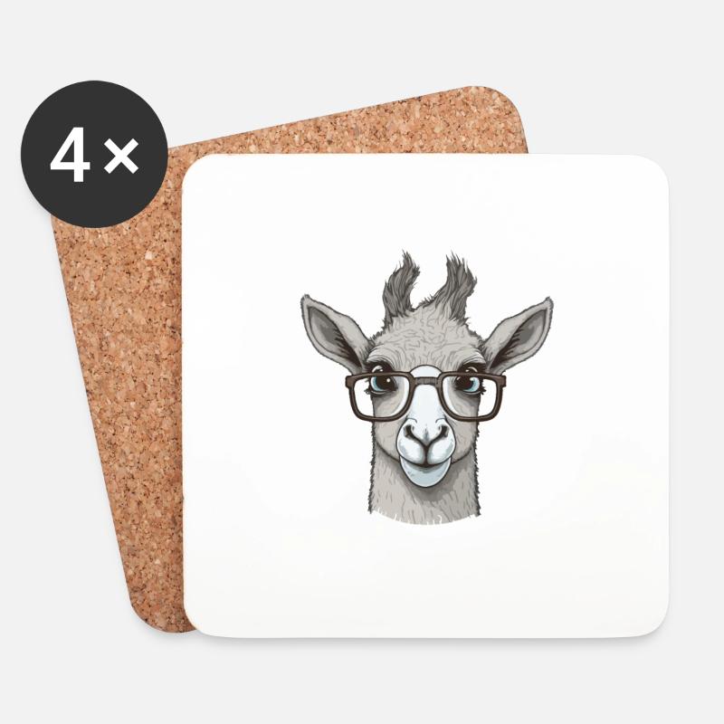Lama mit Sonnenbrille - Untersetzer (4er-Set) - Weiß