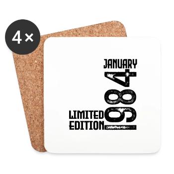 Cadeau Anniversaire Janvier 1984. January 1984. - Dessous de verre (lot de 4) - blanc - Devant