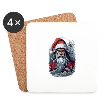 Samurai Santa Funny Christmas - Coasters (set of 4) - white - Front