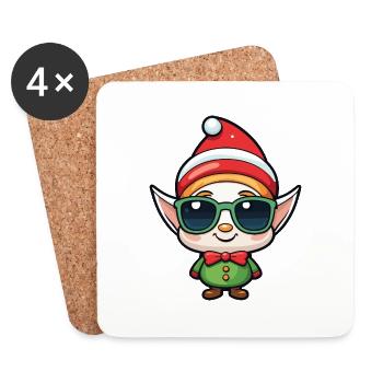 Elf Christmas Drawing - Coasters (set of 4) - white - Front