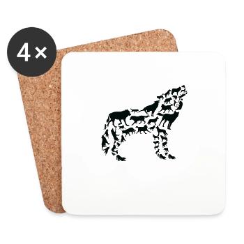 Loup, Faune, Nature, Forêt, Animaux, Loups, Silhouette - Dessous de verre (lot de 4) - blanc - Devant
