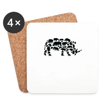 Nashorn Wildlife Afrika Nashorn Silhouette - Untersetzer (4er-Set) - Weiß - Vorne