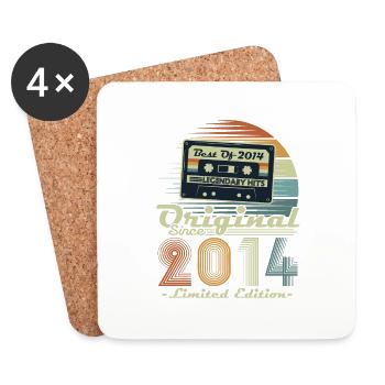 Original 2014 Jahrgang Retro Geburtstagsgeschenk - Untersetzer (4er-Set) - Weiß - Vorne