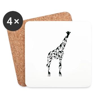 Giraffe Wildlife Africa Giraffes Silhouette - Coasters (set of 4) - white - Front